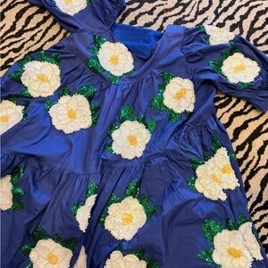 Queen of sparkle Camellia Pearl floral dress XS